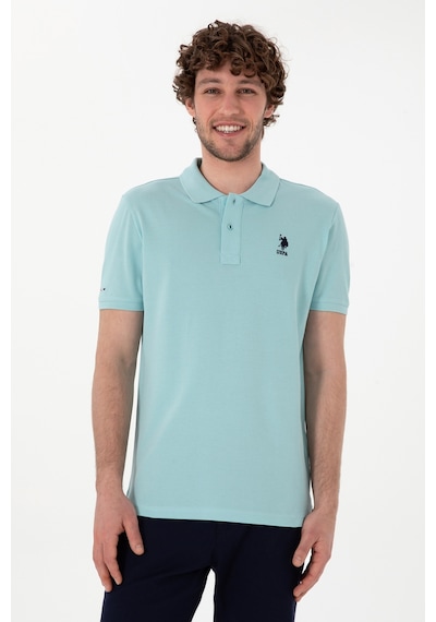 U.S. Polo Assn. Erkek Slim Fit Polo Yaka Açık Mavi Basic Tişört 50298041-VR083
