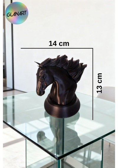 Hediyelik 3 Boyutlu Masa Üstü At Büstü 3d Filamet Siyah1 Adet