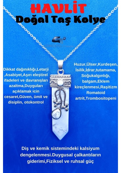 Sertifikalı Havlit Doğal Taş Tasarım Kolye Çok REnkli