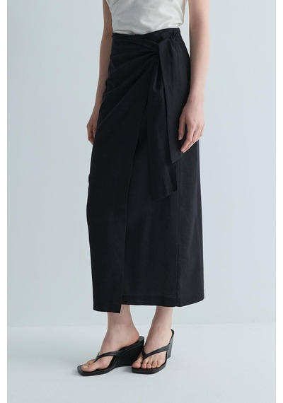 Suud Collection Siyah Noli Keten Anvelop Etek