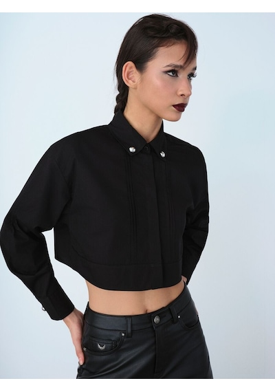 LOFT Loose Fit Kadın Gömlek U.kol Lf2040304 Q1.v1 Siyah