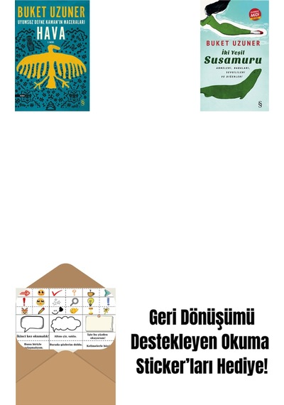Uyumsuz Defne Kaman'ın Maceraları - Hava + İki Yeşil Su Susamuru Midi Boy + Okuma Sticker'ları