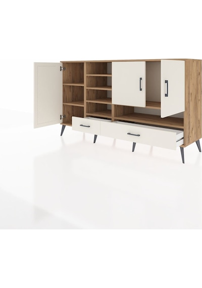Hyperion Konsol 8 Raflı 2 Çekmeceli 3 Kapaklı 176x44x99 Çam-aytaş Çam-aytaşı