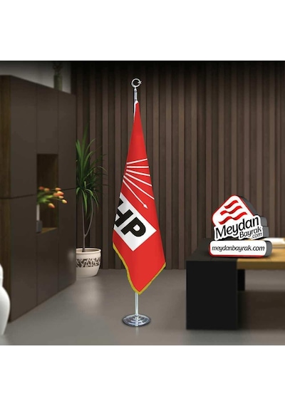 Cumhuriyet Halk Partisi Chp Bayrak -ofis -makam-toplantı Odaları -direkli -saçaklı Makam Bayrağı 1