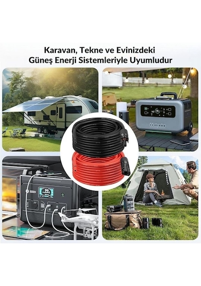 Solar Kablo Seti 6mm² - Mc4 Ve Yüksük Montajlı 5+5 Metre