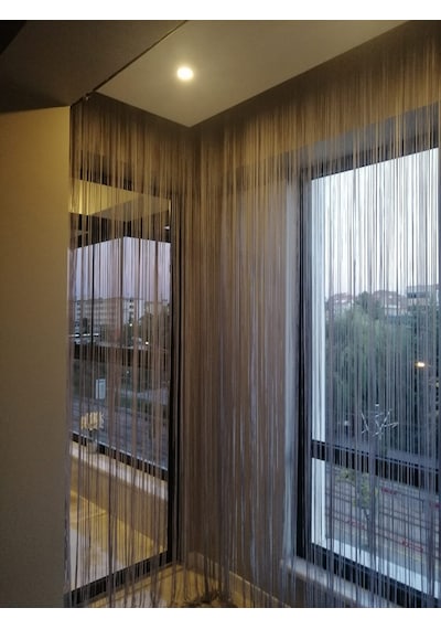 İp Model Gri Renk İp Perde 300 270 Cm - 2 Mm Şerit Gri
