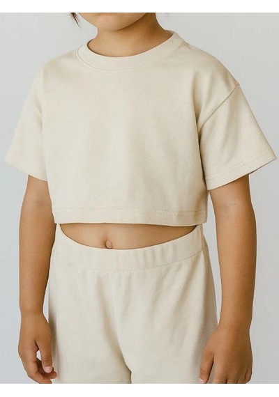 R.g Kız Çocuk Pamuklu Basic Crop T-shirt-15860 Bej R.g Kız Çocuk Pamuklu Basic Crop T-shirt-15860 Bej