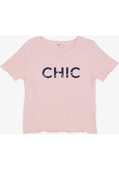 Breeze Kız Çocuk Tişört Crop Yazı Baskılı 8-14 Yaş, Pembe-pembe Pembe