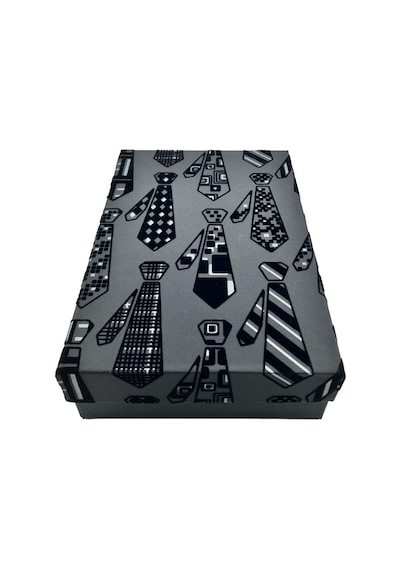 Teyreki Gıpta Montana Floklu Kravat Desenli Dikdörtgen Hediyelik Boş Kutu No:1 24x16x6cm
