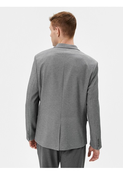 Koton Blazer Ceket Slim Fit Düğmeli Cep Detaylı Gri Desenli 4sam50007hk Gri