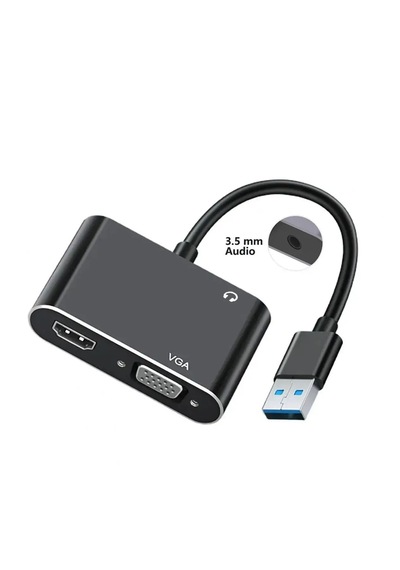 Usb 3.0 To Hdmi Vga 3.5mm 1080p Monitör Dönüştürücü Çevirici