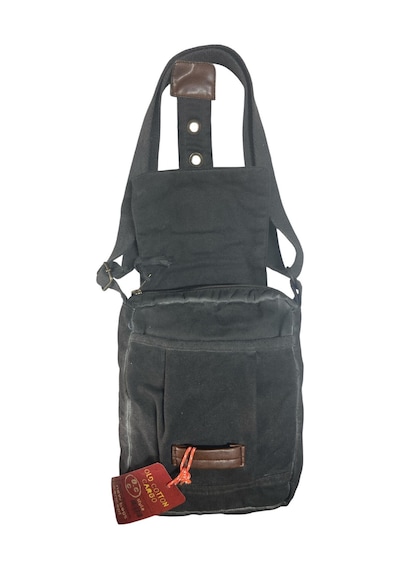Old Cotton Cargo Vintage Küçük Salaş Unisex Günlük Çapraz Postacı Çantası S Boy 20x24cm Siyah