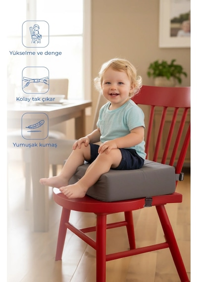Babyjem QuickBoost Taşınabilir Mama Sandalye Yükseltici Minder Antrasit