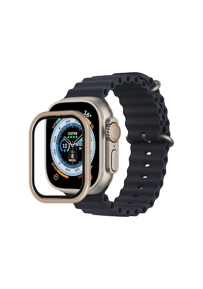 Newface Apple Uyumlu Watch Ultra 49mm Alüminyum Kasa Cam Ekran Koruyucu Semeglbl - 20 - Gold