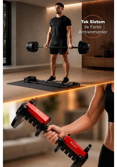 Premium Sports Ayarlanabilir 2 İn 1 Halter Dambıl Seti 40kg Kırmızı