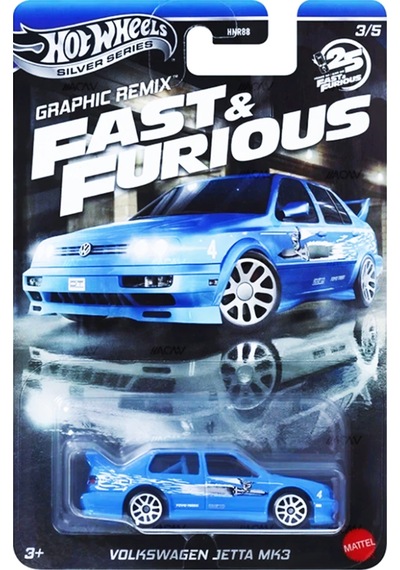 Hot Wheels Fast & Furious 25th Anniversary Graphic Remix - Volkswagen Jetta Mk3 Özel Seri Model Araba Mavi