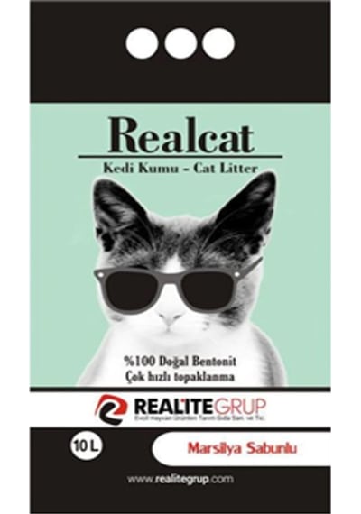 Realcat Pudra Kokulu Kedi Kumu 10 L + Marsilya Sabunu Kokulu Kedi Kumu 10 L