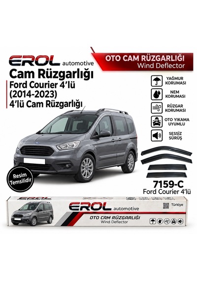 Ford Curier 2014-2023 4'lü Mugen Cam Rüzgarlığı Siyah