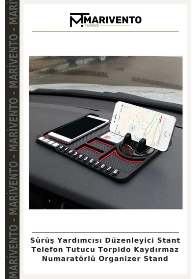 Sürüş Yardımcısı Düzenleyici Stant Telefon Tutucu Torpido Kaydırmaz Numaratörlü Organizer Stand