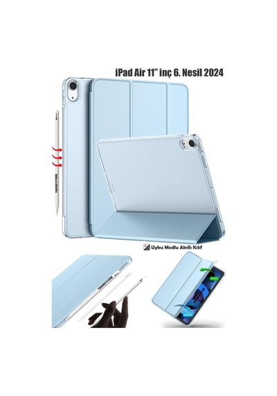 Apple Uyumlu iPad Air 6 11 Inç M2 Çip 2024 Tablet Kılıfı İnce Tasarım Smart Cover Standlı Akıllı Kapak Kılıf
