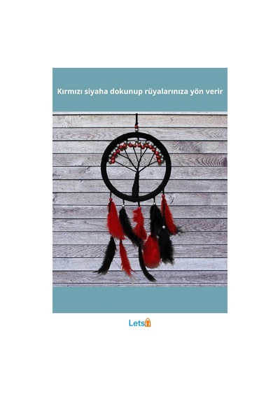 Siyah Kırmızı Hayat Ağacı Rüya Kovanı Dream Catcher 1 Adet