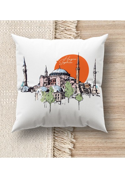 Bk Gift İstanbul Tasarımlı Beyaz Kırlent Yastık,Ev Hediyesi,Ev Dekorasyon