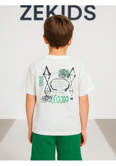 Nk Kids Erkek Çocuk Pamuklu Sırt Baskılı Oversize T-shirt-15874 Beyaz