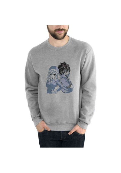 Anime Fairy Tail Glass Guild Emblem Baskılı Gri Erkek Sweatshirt (530949590)