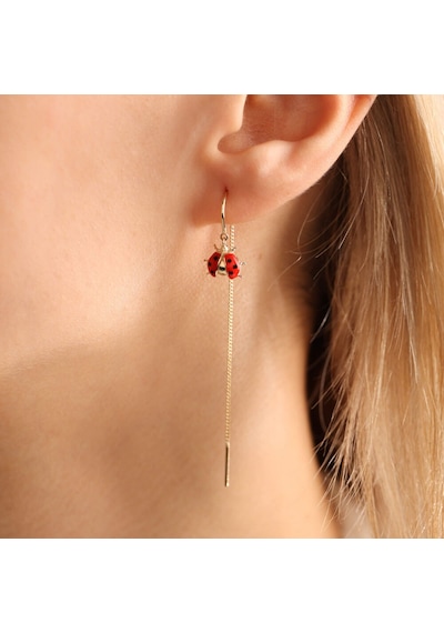 Sembol Gold 14 Ayar Altın Ladybug Küpe
