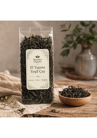 Blacksea Organics El Yapımı Yeşil Çay 50 Gr Katkısız Doğal Mayıs Hasatı Üst Yaprak