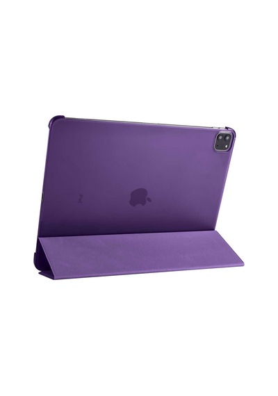 İpad Pro 12.9 2020 4.nesil A2229-a2069-a2232-a2233 Uyumlu Smart Cover Standlı 1-1 Tablet Kılıfı - Mor - T13364