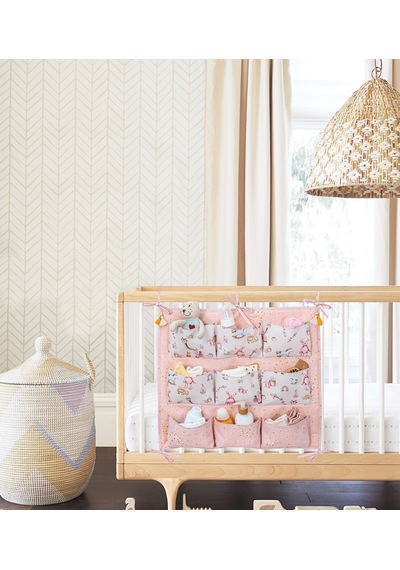 Baby 9 Cepli Bağlamalı Beşik Kenarı Düzenleyici Pembe