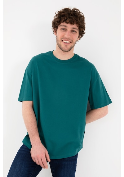 U.S. Polo Assn. Erkek Long Fit Bisiklet Yaka Koyu Yeşil Basic Tişört 50305988-VR101