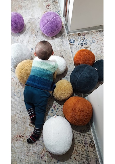 Top Kırlent Yastık 1 Küçük Ekru 25 Cm
