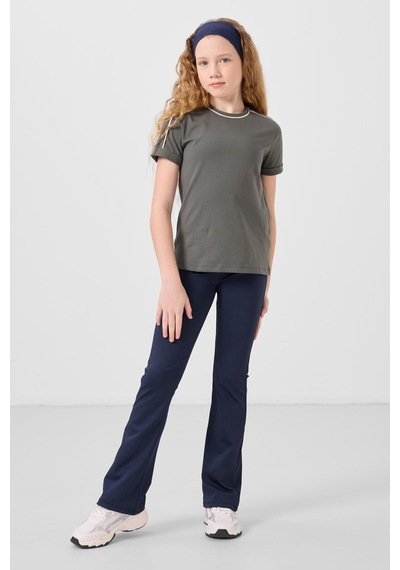Tommylife İndigo Esnek Standart Fit Basic Performans İspanyol Paça Kız Çocuk Tayt - 75193 Indigo