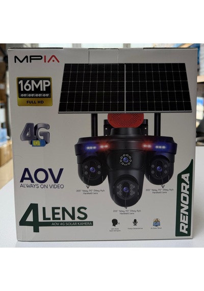 Mpıa Renora 4g16mp 4 Kameralı 3 Motorlu +1 Sabit Sirenli Çift Solar Panel Güvenlik Kamerası Hieasy