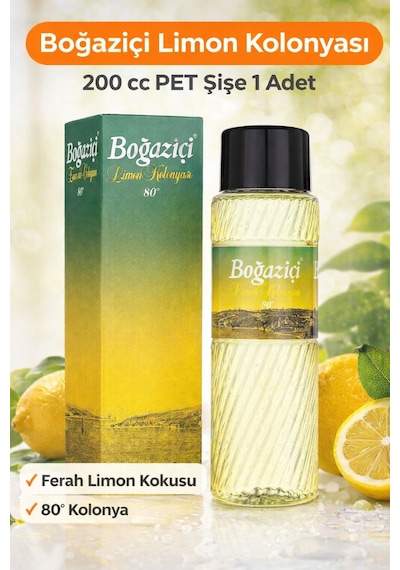 Boğaziçi Limon Kolonyası 200 Cc 80 Ferahlatıcı Limon Kokulu Kolonya Pet Şişe 1 Adet