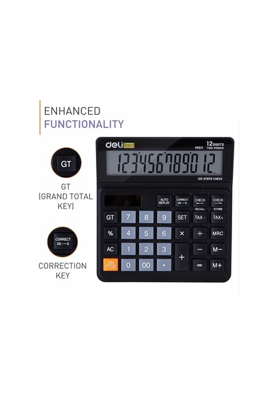 Hesap Makinesi 12 Digit Siyah Çok Renkli