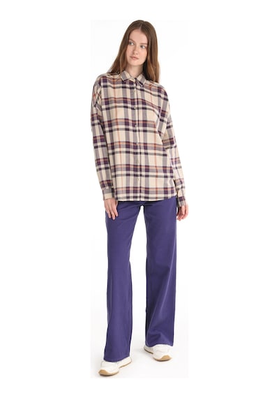 Colin's Colins Regular Fit Kareli Mor Kadın Uzun Kol Gömlek Cl1065058 Mor