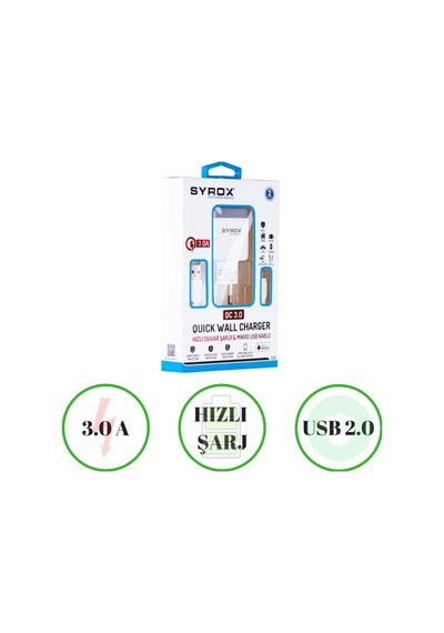 Syrox Q30 Microusb Girişli 3.0 Amper Hızlı Şarj Aleti (Beyaz) (431361073)