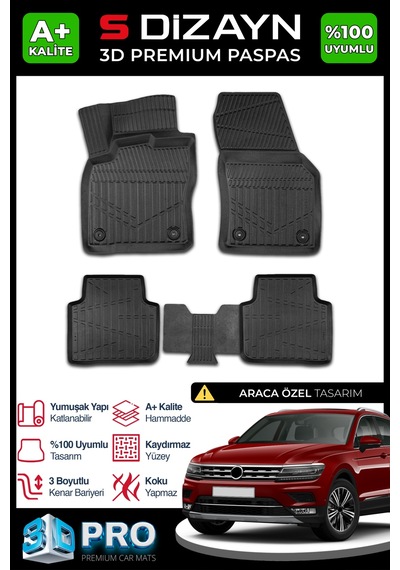 Vw Tiguan Allspace 3d Pro Havuzlu Paspas 2016-2024 A+ Kalite 3ds-sdz046