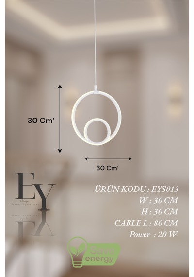 Ey Shop Beyaz Damla Göz Model 3 Renk Led Beyaz&sarı&günış Avize Beyaz