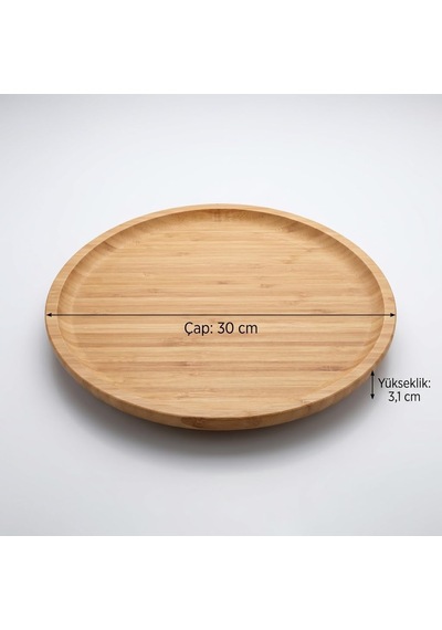 Bambu Dönerli Yuvarlak Sunum Tabağı 30 X 30 X 3,1 Cm, 360 Derece Dönen Servis Tepsisi, Kahvaltı, Peynir, Meyve Ve Atıştırmalık Sunumu İçin Çok Renkli