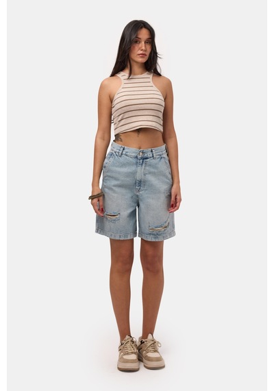 it's basic Kadın Kot Rengi 12s6-32 Skater Fit Denim Bermuda Şort