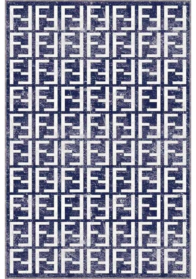 Lacivert Spor Kaymaz Tabanlı Makinede Yıkanabilir Halı Lb009n11