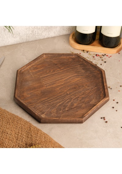 Fam Wood Art Büyük Boy Sekizgen Supla Ve Sunumluk Kahverengi