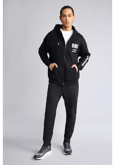 Defacto NBA Wordmark Oversıze Kapüşonlu Fermuarlı Sweatshırt G0264AX26SP