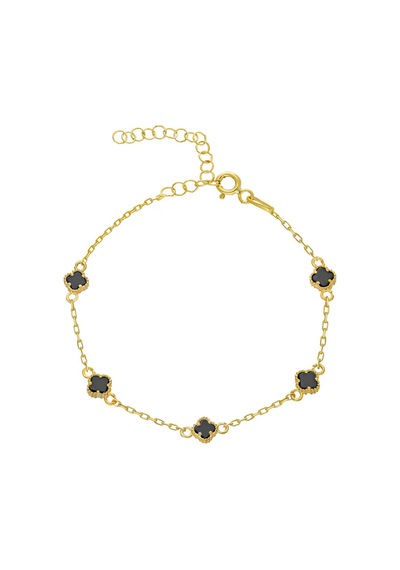 Siyah Yonca Bileklik 718536 Gold Gümüş