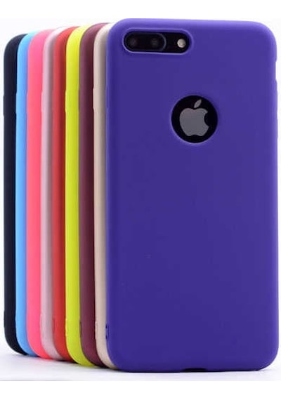 Noktaks - Apple Uyumlu iPhone 8 Plus - Kılıf Mat Renkli Esnek Premier Silikon Kapak - Siyah