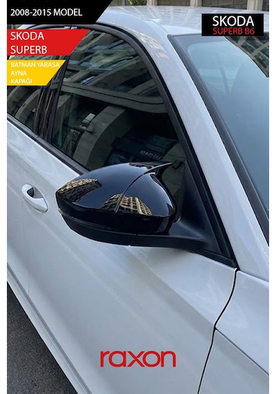 Skoda Superb B6 2008-2015 Batman & Yarasa Ayna Kapağı Parlak Piano Black Sport
